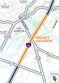 Map of I-35 at SH 123
